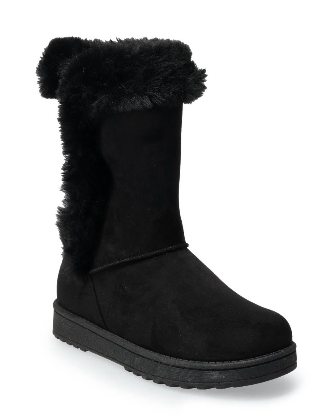 NWOB SO Black Plush Faux Fur Mid-Calf Winter Boots for Women Size 9.5